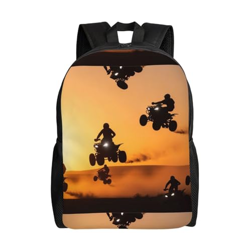 Lightweight Outdoor Hiking Backpack for Men and Women, Ideal for Travel, Camping, Trekking (Silhouette Atv Or Quad Bikes Jump In The Sunset)