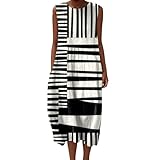 Udbeksid Vestido Mujer Verano Playa Bohemio - Vestido Lino sin Mangas Largo con Bolsillos, Casual Vestido Tallas Grandes Cómodo Elegante, Redondo y Transpirable para Vacaciones