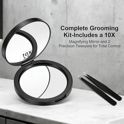 Espejo para maquillaje compacto con aumento 10X y base de succión miniatura 4
