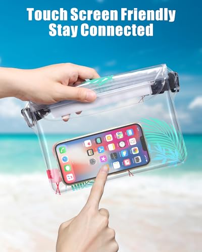 Image of F-color Waterproof Fanny Pack - Waterproof Pouch, Beach Cruise Essentials | Adjustable Waist Strap, Triple Zipper Roll-Top Dry Bag for Phone, Keep Passport Valuables Dry for Beach Kayaking Boating