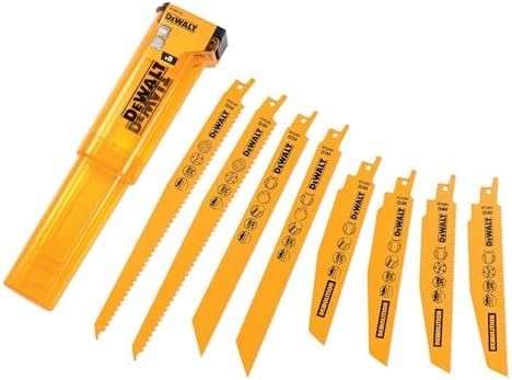 DEWALT DT2442-QZ - Kit 8 hojas de sierra de sable, Bi-metal, Dentado patentado para aplicaciones exigentes, para madera, madera con clavos y metal