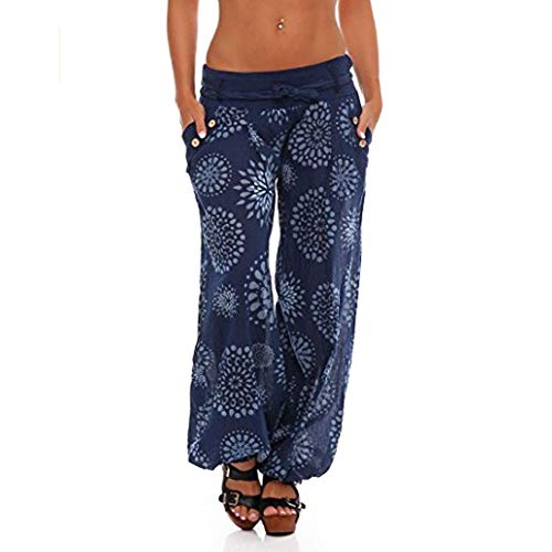 Yoga Pants for Women Plus Size,Sale UOKNICE Sports Wear Womens Ladies Casual Pocket Belt Printing Loose Long Wide Leg Pants