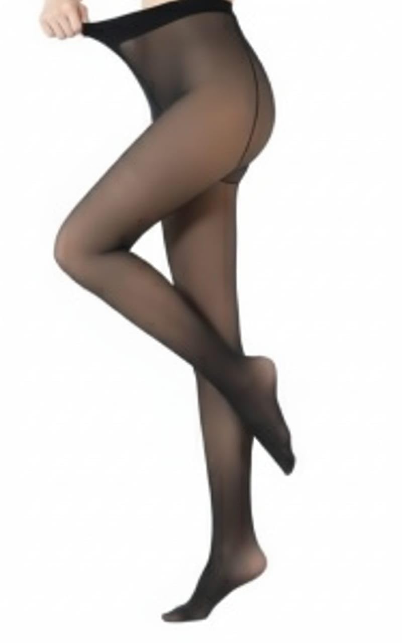 Winter Warm Wear for Women | Free-Size Stretchable Thermal Bottoms | Soft Fleece-Lined Snug Fit | Reflective Pattern Design by Engineer Stephanie | Ideal for Cold Weather Comfort Black-image-25