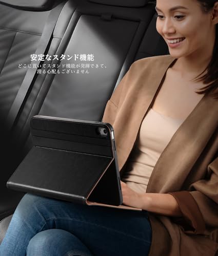 Maledan 対応iPad 10世代 ケース - 二段階角度調節 ペンシル収納機能 PUレザー テレワーク用 オートスリープ/ウェイク機能 耐衝撃 手帳型