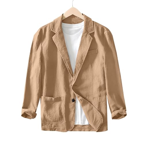 Mens Linen Blazer Lightweight Regular Fit Suit Jackets Two Buttons Lapel Casual Office Sport Coat Business Workwear4
