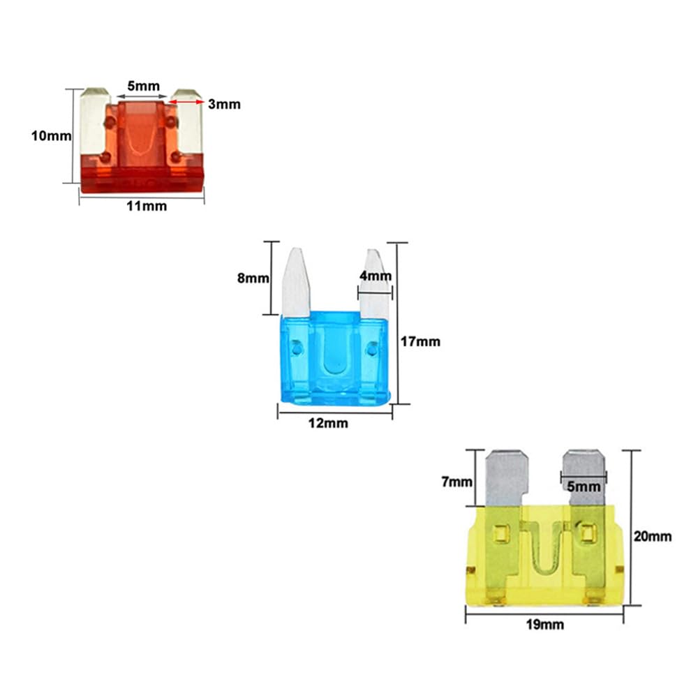Set 16 Pezzi Fusibili Auto E Adattatori Rubacorrente A Lama - 5A 10A 15A 20A Con Portafusibile Doppio Slot Per Auto, Camion, Moto, Barche