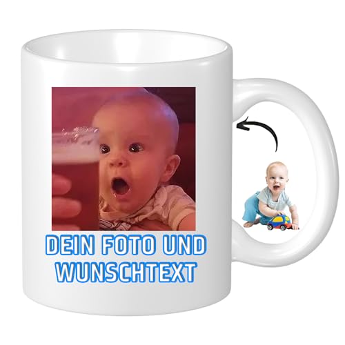 Personalisierte Tasse mit Foto, Customisable Mug w/Picture, Text, Name - Personalized Gifts for Mom, Boyfriend, Girlfriend, Best Friend, Christmas Gifts,Party Favors Mug,bis 330ml-Weiß