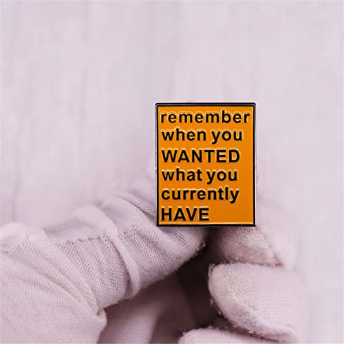 Remember When You Wanted What You Currently Have Enamel Pin Badge Brooch Lapel Pin for Bag Hat Letter Saying Badge Jewelry Gift Kids Girl Boys Women3