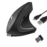 Mouse Verticale Ergonomico Wireless USB Ricaricabile Ottico 2.4G ad Alta Precisione Adjustable 800/1200/1600 DPI, 5 Pulsanti Per PC/Laptop/Mac