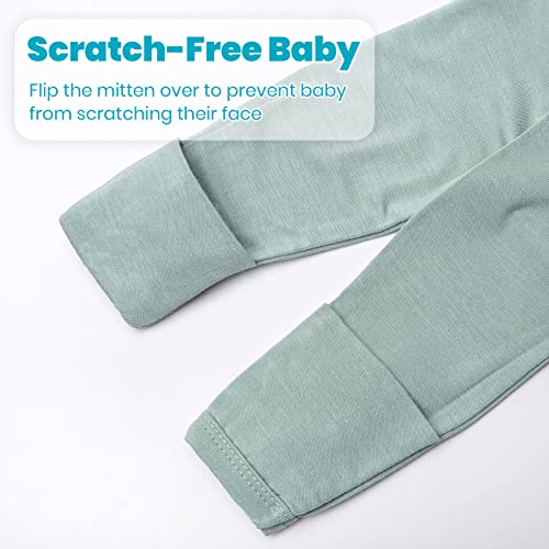 Newborn Baby Knotted Gown, Super Soft Silky Infant Sleeper, Baby Girl Sleep Gown with Mittens, Bow, and Hat Set4