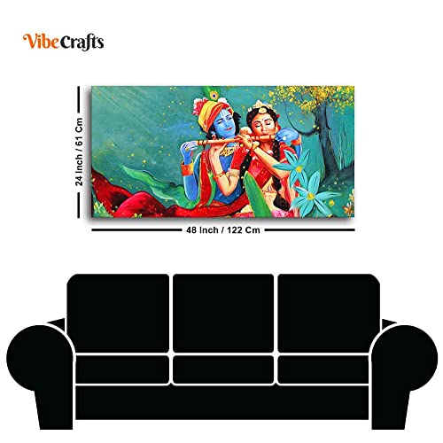 Image of VIBECRAFTS Canvas Paintings for Living Room Drawing Room Abstract Art Radha Krishna Canvas Wall Painting Fitted With Wooden Frame For Home | Office | Living Room | Gift (PTVCH 2477)