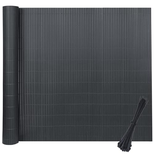 XINZI 90 x 300 cm, alfombrilla de PVC para balcón, resistente a la intemperie, revestimiento de balcón, vallas con bridas, de plástico para jardín, balcón, terraza (antracita)