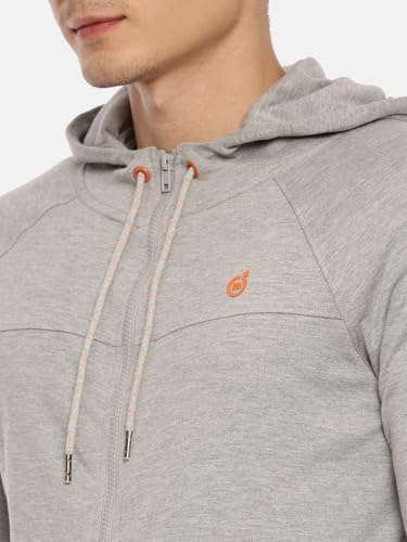 Image of Macroman M-Series Men Hooded Regular Fit Cotton Blend Sweatshirt with Reflective Detail