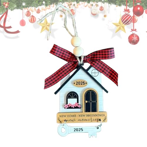 Adorno de Navidad para el hogar, decoración de casa nueva 2024, decoración de madera para el primer hogar, colgante de casa de árbol de Navidad 2D para árbol de Navidad