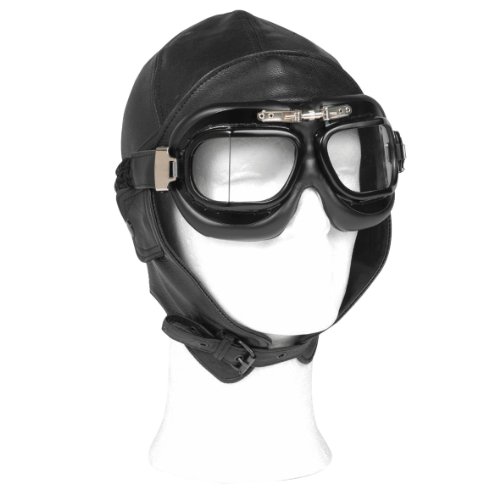 Mil-Tec Men's Leather Aviator Cap, black, XXL - Image 2