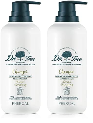 Dr. Tree | Champú Dermoprotector Cueros Cabelludos Sensibles | Limpieza, Brillo y Fuerza | Refuerza el Microbioma | 99% Ingredientes Naturales | 400ml (Paquete de 2)