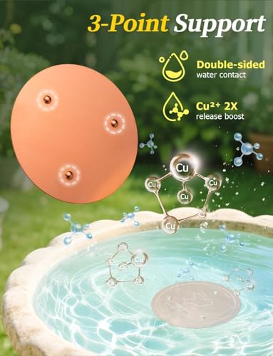 Image of Mellbree 3-Pack Bird Bath Copper Disc, 0.6mm Reinforced 99.99% Pure Copper Cleaning Disk with Triple-Point Support for Physical Safe Clean Water All-Season