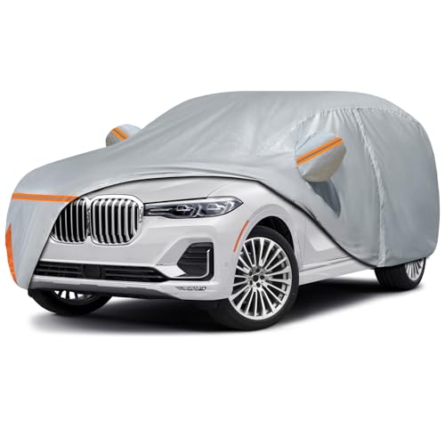 Image of Waterproof Car Cover for 2018-2026 BMW X7, Custom-fit All Weather Sun Rain UV Dust Snow Protection Outdoor X7 Car Cover with Door Zipper and Cotton Lining-Gray