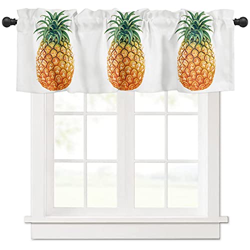 Rod Pocket Valance Curtain 54X18 Inch, Fruits Pineapple Window Treatment Tiers For Kitchen Short Window Curtain Valance For Kitchen Bedroom Bathroom Living Room #TOP6