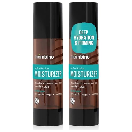 Mambino Organics Hydra-Firming Face Moisturizer, Vegan Facial Moisturizer with Moroccan Argan, Marula & Coconut Oils, Lightweight Hydrating Skincare, Cruelty-Free, 1.7 fl oz, 2-Pack