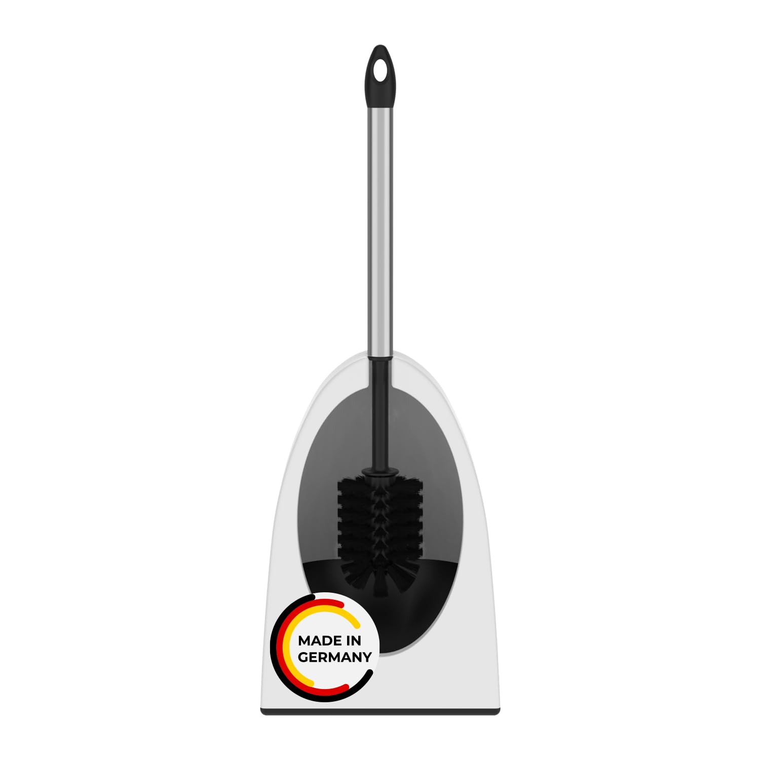 Rival WC-Garnitur Ergonomic mit verchromtem Stiel & Rundbürste – Toilettenbürste mit sicherer Halterung – WC Garnitur mit Leichter Handhabung – WC Bürstengarnitur als Badezimmer Deko – Klobürste