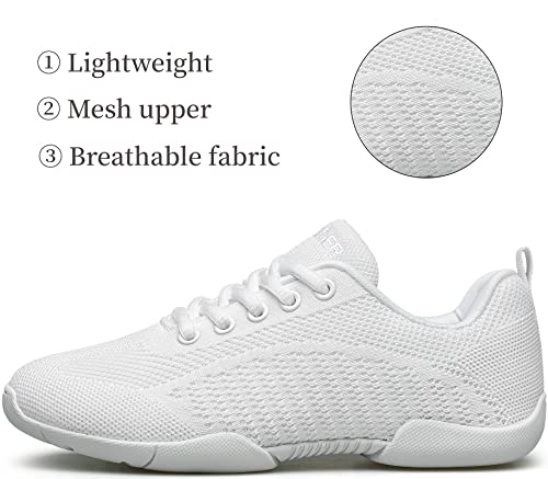 BAXINIER Girls White Cheerleading Shoes Breathable Youth Cheer Competition Sneakers Athletic Training Dance Tennis Walking Shoes - Image 2