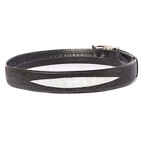 4 EYEs SKIN GENUINE STINGRAY LEATHER MEN'S BELT BLACK Size 42 NEW by ThaiPremiumHouse2