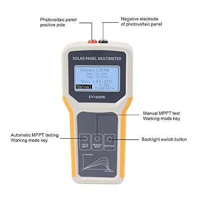 AUNMAS Solar Panel Tester Photovoltaic Multimeter, Portable MPPT Detection 1600W DC Current Voltage Measurement for Car Boat Rooftop Systems (Solar Powered Efficiency)