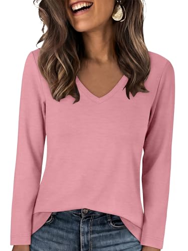 Image of ANRABESS Long Sleeve Shirts for Women Wrinkle Free V Neck Fall Top