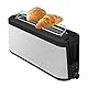 Tefal Element Langschlitz-Toaster, 7 Bräunungsstufen, 1000 Watt, Integrierter Brötchenaufsatz, Elegantes Design, Schwarz/ Edelstahl, TL4308