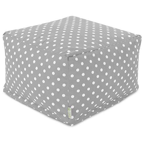 Majestic Home Goods Ikat Dot Ottoman, Large, Gray
