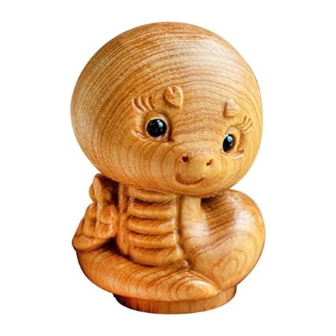 PandaXun Wooden Snake Ornament - Retro Mini Crafted Snake Figurines,Wood Sculptures Carving Chinese Zodiac Snake Statue,Tea Pet for Home Office Decor New Year Favor Cover