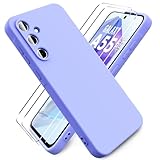 Ikziwreo - Funda para Samsung Galaxy A55 5G, con 2 Pack Protector de Pantalla de Vidrio Templado, Carcasa de Silicona Suave Ultrafina, Case de Goma a Prueba de Choques a los Arañazos - Púrpura