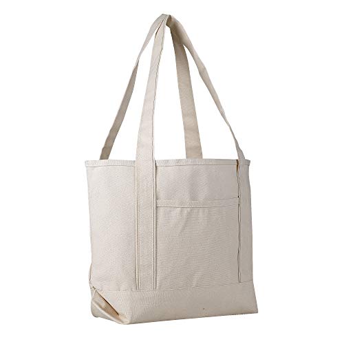 12 Pack - Heavy Duty Canvas Deluxe Tote Bags BULK Wholesale tote bags