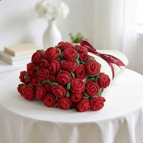 Crochet Flower Bouquet Knitted Throw Blanket for Woman 43 Inch,