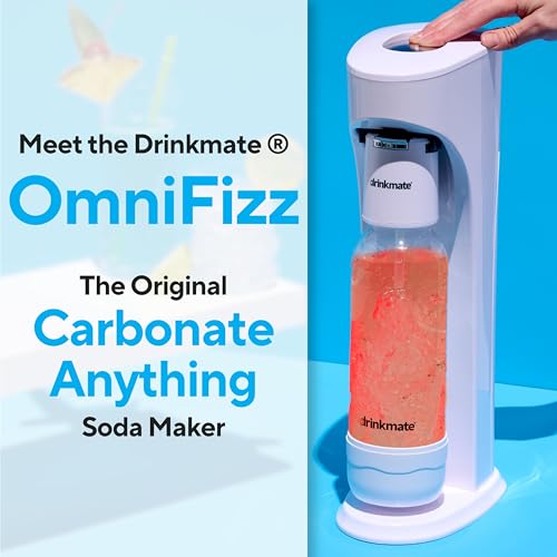 Image of Drinkmate OmniFizz Sparkling Water Maker & Soda Streaming Machine | Carbonates Any Drink | BPA-Free Bottle | No Batteries or Electricity Required | CO2 Not Included (Classic White)