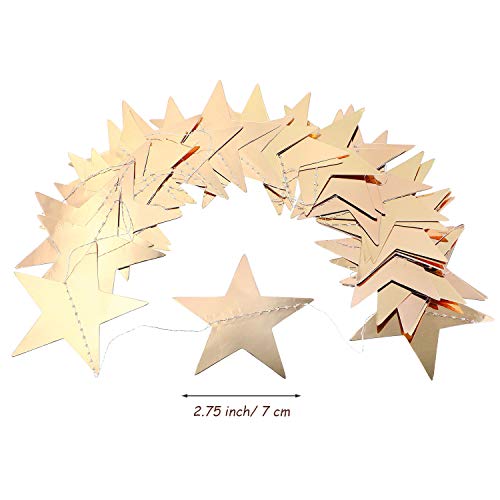 Image of Patelai Glitter Star Garland Banner 2026 Party Decor 130 Feet Star Hanging Streamers Twinkle Backdrop for Classroom Birthday Graduation Wedding Supplies(Champagne Gold)
