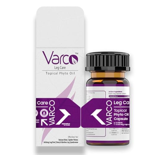 Image of VARCO LEG CARE TOPICAL PHYTO OIL Therapeutic Oil(60ml) with 60Veg Phyto Capsules for Standardized Leg Veins, Leg Pain, Capillary Health & Blood Circulation with High Efficacy|Horse Chestnut, Grapeseed