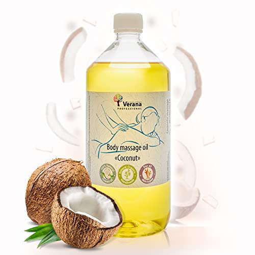 Huile de massage Verana, Coco, Huile cosmétique naturelle pour le corps, Pour tous types de peau, Massage rajeunissant et revitalisant (1 litre) Cover