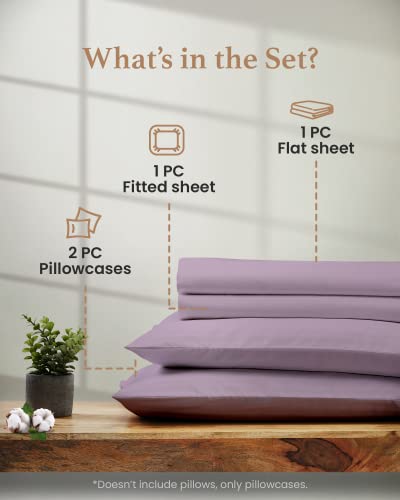 Image of Good Sleep Bedding Full Size Bed Sheets, 4 Piece, 100% Egyptian Cotton Full Size Sheet & Pillowcase Sets, Sateen Weave, Ultra-Soft Hotel Sheets, 16 inch Deep Pocket Bedsheets - Lavender