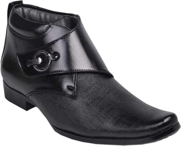 aadi Men's Black Synthetic Leather Comfortable Lightweight Slip On Semi Formal Shoes-picture-35