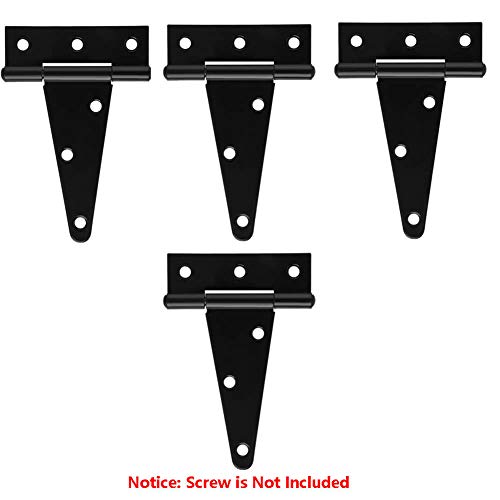 4Pack 4 Inch T Strap Heavy Duty Shed Door Hinges – Black Barn Door Gates Tee Hinge Wrought Hardware Iron #TOP3