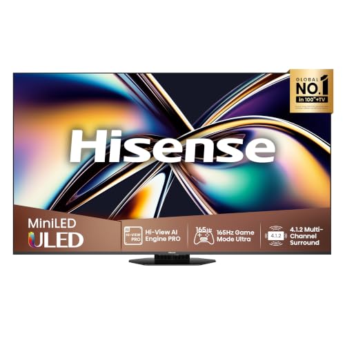 Hisense TV 85' Mini-LED 165Hz 4K 2025 85U8Q, Octagonal Stand, Dolby Atmos Multi-Channel Surround 4.1.2, Smart TV VIDAA U9 con 1000+APP, Dolby Vision IQ, HDR 10+, 165Hz Game Mode Ultra, Alexa Built-in