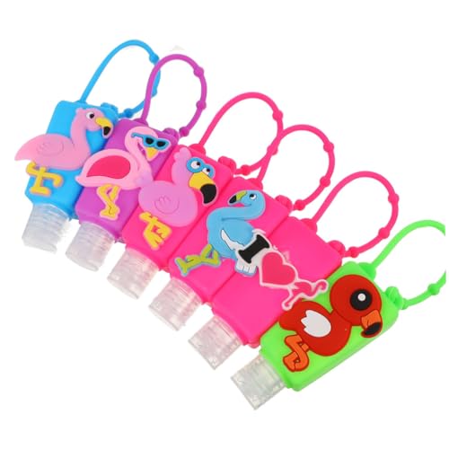 WEKAMOS Botellas de Silicona para Gel de Manos 30 Ml Set de 6 Unidades Multicolor Diseño de Flamenco Botella Portátil Reutilizable sin Lavado Adecuado para Aceites Esenciales y Cuidado