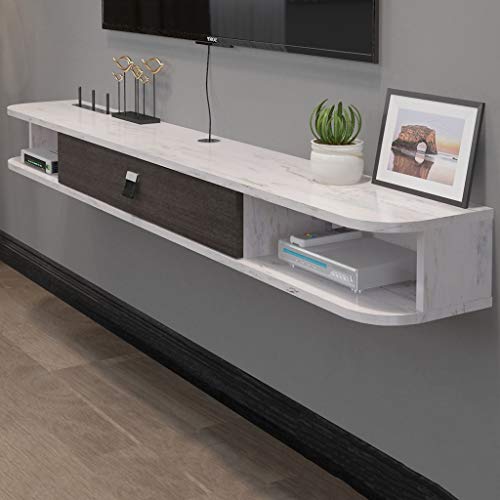 ウォールシェルフフローティング棚テレビ棚壁掛けテレビキャビネット引き出し付きセットトップボックスルータースカイボックステレビのリモコンケーブルボックス収納棚 (色 : Grayish white)