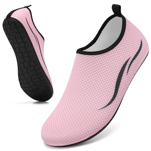 gitzing Water Shoes for Women Men Beach Quick-Dry Swim Aqua Socks Breathable Barefoot Shoes for Surfing Running Driving Pool Yoga(Pink,39 EU/6 UK)