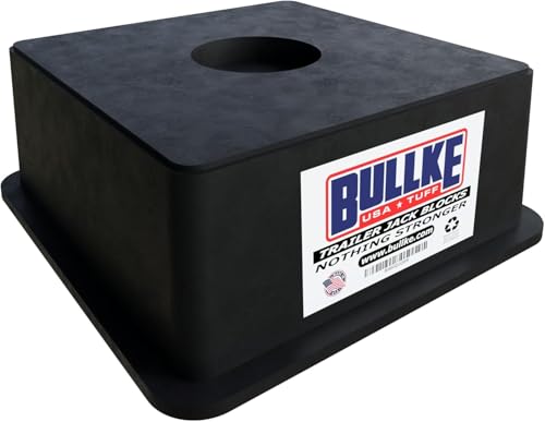 Image of BULLKE Square Trailer Jack Block 1-Pack, USA-Made Heavy Duty RV Leveling Block, Stabilizing Jack Pad for Camper, 5th Wheel, Tongue Jack, Post Jack, Foot Jack & Scissor Jack, Recycled Plastic