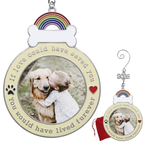 Dog Memorial Photo Ornament 2026 – If Love Could Have Saved You Pet Remembrance Ornament – Personalized Dog Loss Sympathy Gift, Custom Photo Option, Gift Bag Included, 3.5 Inch