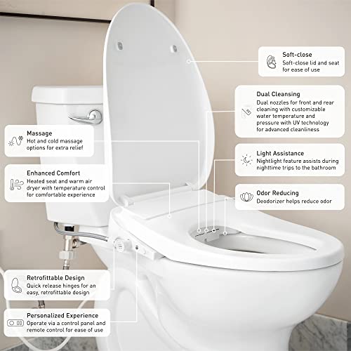 Moen EB2100 5-Series Premium Electronic Bidet Seat for Elongated Toilets in White with Remote Control and Warm Air Dryer thumbnail 6