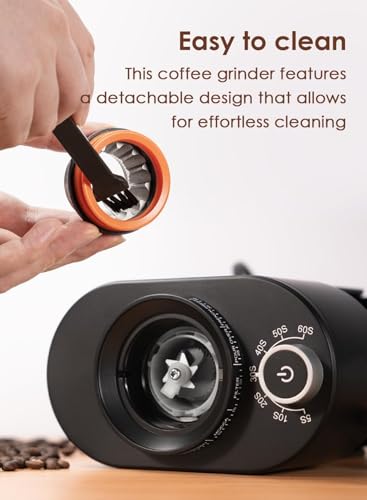 طاحنة القهوة المخروطية ذات الأزيز المخروطي V60 من DOSCHER، 38 إعداد طحن قابل للتعديل، مؤقت دقيق، تصميم مضاد للكهرباء الساكنة - مثالية للإسبريسو والتقطير والسكب أوفر، والمشروب البارد، والكبس الفرنسي